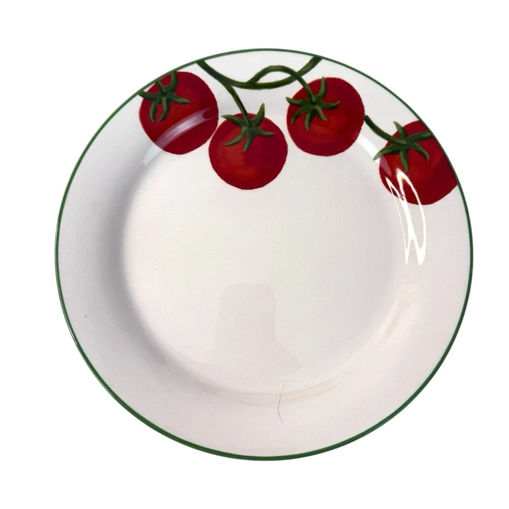 Sur La Table Tomato Vine Salad Luncheon Ceramic Plates 8 3/4